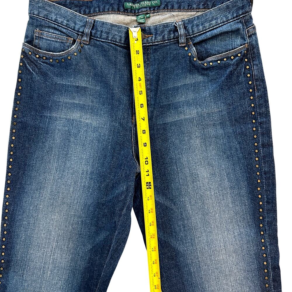 Lauren Jeans Co. Ralph Lauren Green Label Studded Bootcut Womens Sz 14P - Picture 8 of 10